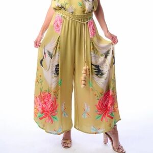 NWT Aratta Legend of the Crane Floral Print Pants Small S
